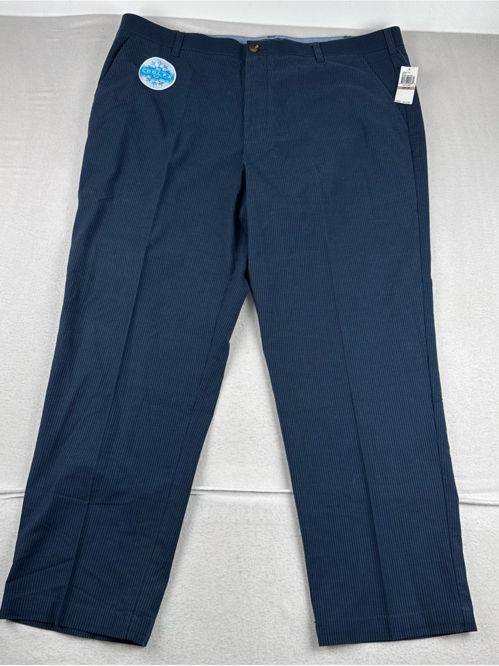 New! Izod Breeze Seersucker Chino Navy Blue Pants 42*30 Casual Boat Resortwear